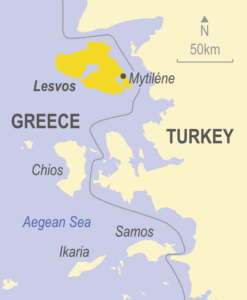 Map of Lesvos, Greece