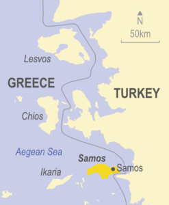 Map showing Samos, Greece